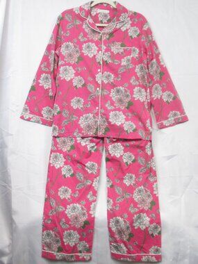 Mahogany Womens S Pink Floral Printed Pajama Sleepwear Set 100% Cotton Crisp